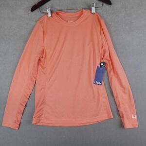 HUK Icon X Pocket LS Fishing Shirt Orange Mens Size Small